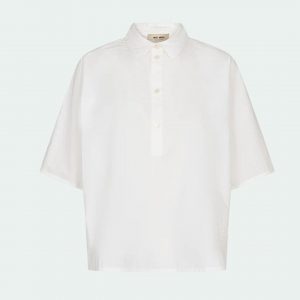 Lowana Cotton Blouse, bluse i hvid med 3/4 ærmer