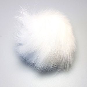 Pompon - Ægte Kaninhår pompon - Hvid 90 mm