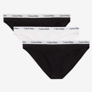 Calvin Klein Bikini trusser 3-pak - Sort / Hvid - Str. M - Modish.dk