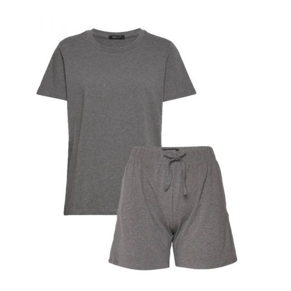 Decoy pyjamassæt med shorts og t-shirt, dame, mørkegrå, str. 2XL