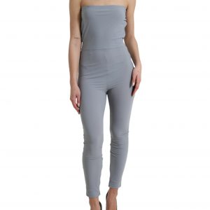 Dolce & Gabbana Gray Nylon Strapless Bodycon Jumpsuit Dress