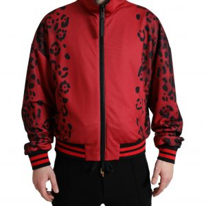 Dolce & Gabbana Rød Leopard Polyester Bomber Jakke & Frakke