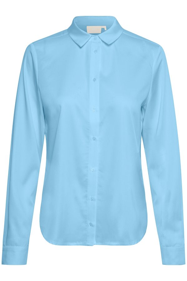 Karen By Simonsen Bina Fitted Skjorte, Farve: Blå, Størrelse: 34, Dame