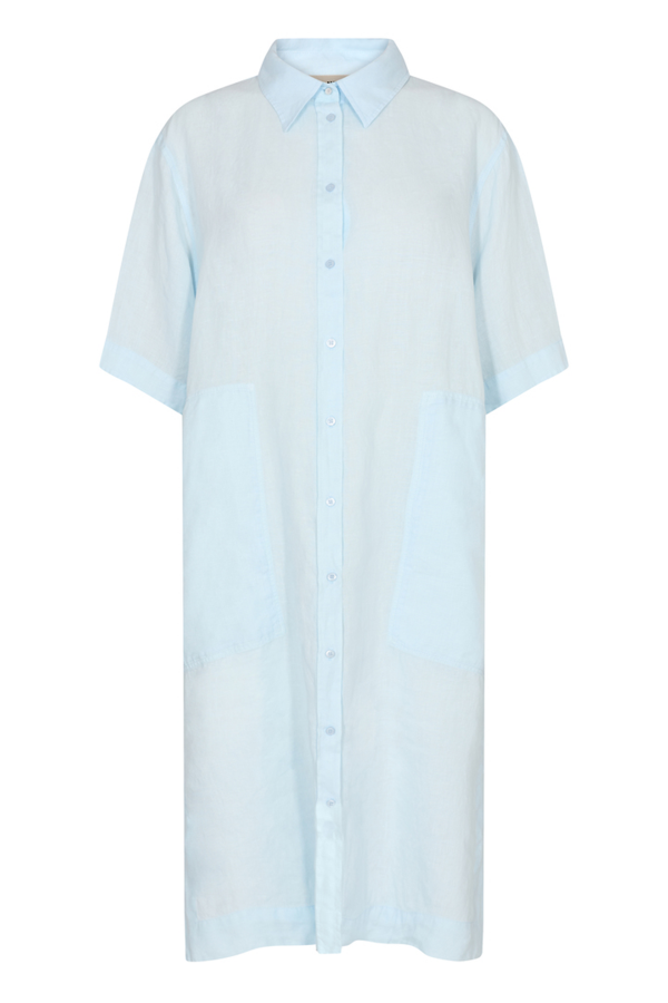 Mos Mosh Mal Linen Skjorte Kjole, Farve: Skywriting, Størrelse: XS, Dame