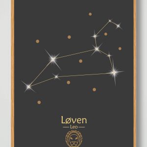 Stjernebillede løven (sort) - plakat (Størrelse: S - 21x29,7cm (A4))