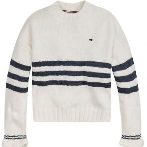 Tommy Hilfiger Bluse - Strik - Prep Stripe Sweater - Ivory Pedal