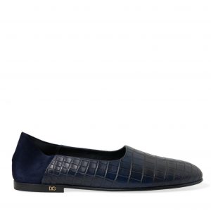 Dolce & Gabbana Blå Læder Loafers Sko