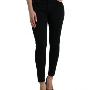Dolce & Gabbana Sort Bomuld Denim Skinny Bukser & Jeans