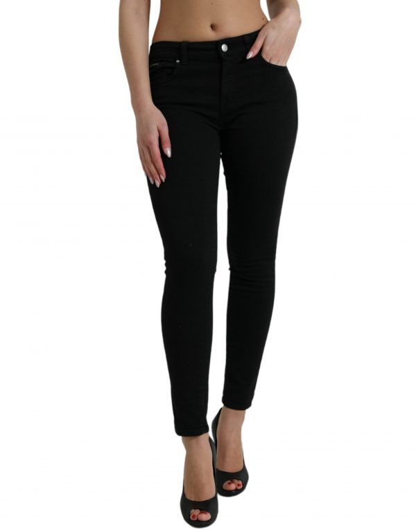 Dolce & Gabbana Sort Bomuld Denim Skinny Bukser & Jeans