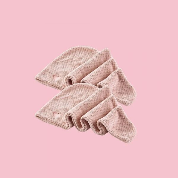 Mikrofiber håndklæde til hår - Rosa 2 stk - Spar 15%