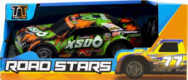 Fjernstyret Bil Med Lys - Roar Sxo6 Road Stars - 1:22 - Grøn Og Orange