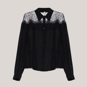 CLO6GJF Shirt, sort skjorte med blonde detaljer