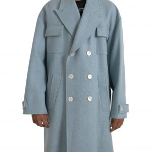 Dolce & Gabbana Blå Double Breasted Trench Coat Jakke & Frakke