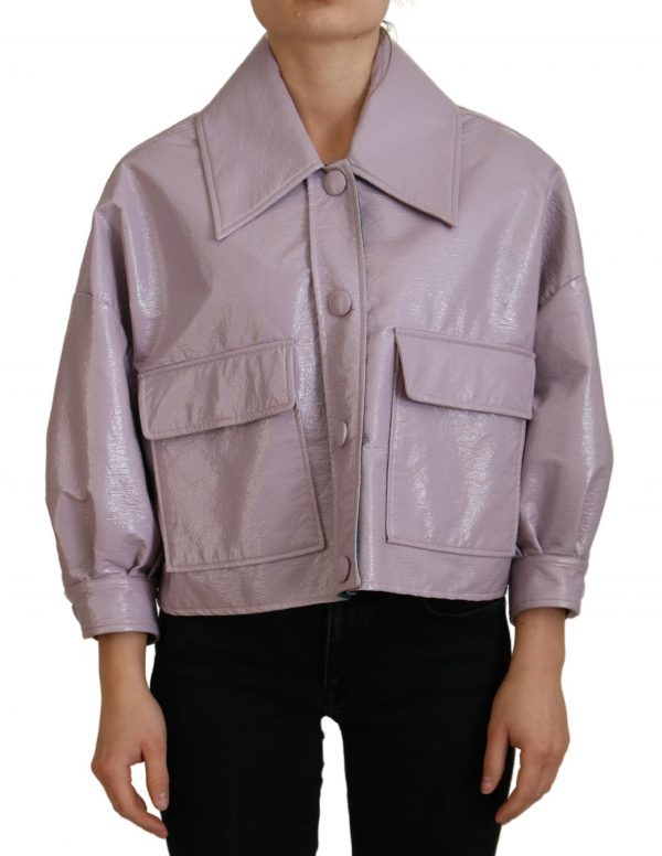 Dolce & Gabbana Purple Bomuld Button Down Cropped Jakke & Frakke