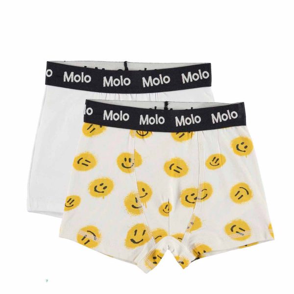 Molo | Boxershorts Justin, 2 pak, råhvid og smiley