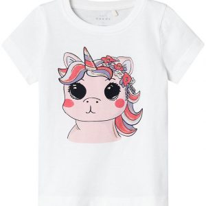 Name It T-Shirt - NmfVeen - Bright White/Unicorn