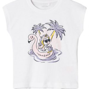 Name It T-shirt - NmfViolet - Bright White/Unicorn
