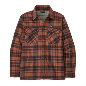 Patagonia Mens Ins. Cotton MW Fjord Flannel Shirt, Ice Caps / Burl Red