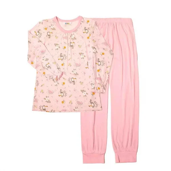 Pyjamas sæt lyserød bambus med Tukan print
