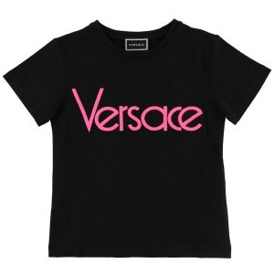 Versace T-shirt - Sort/Neonpink m. Tekst