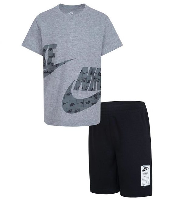 Nike Shortssæt - Shorts/T-shirt - Sort/Grå