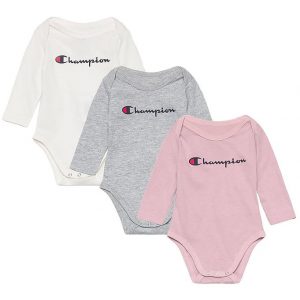 Champion Body l/æ - 3-Pak - Dusty Rose/Grå Melange/Hvid