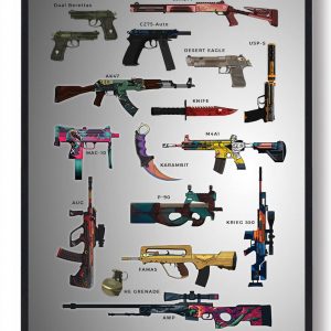 CSGO Weapons - gamerplakater (Størrelse: M - 30x40cm)