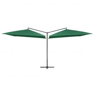 Dobbelt parasol med stålstang 250x250 cm grøn