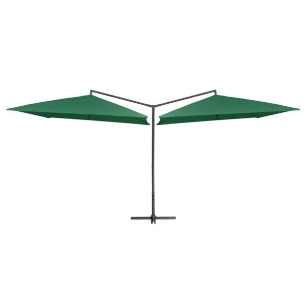 Dobbelt parasol med stålstang 250x250 cm grøn