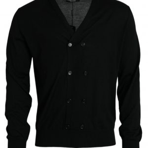 Dolce & Gabbana Black Cashmere Knit Long Sleeves Cardigan Sweater