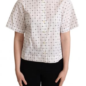 Dolce & Gabbana Chic Monochrome Polka Dot Polo Top