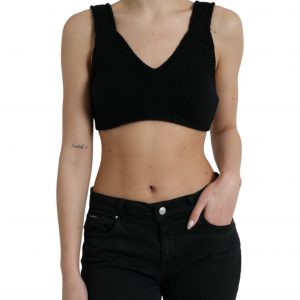 Dolce & Gabbana Elegant Black Cashmere Bustier Crop Top