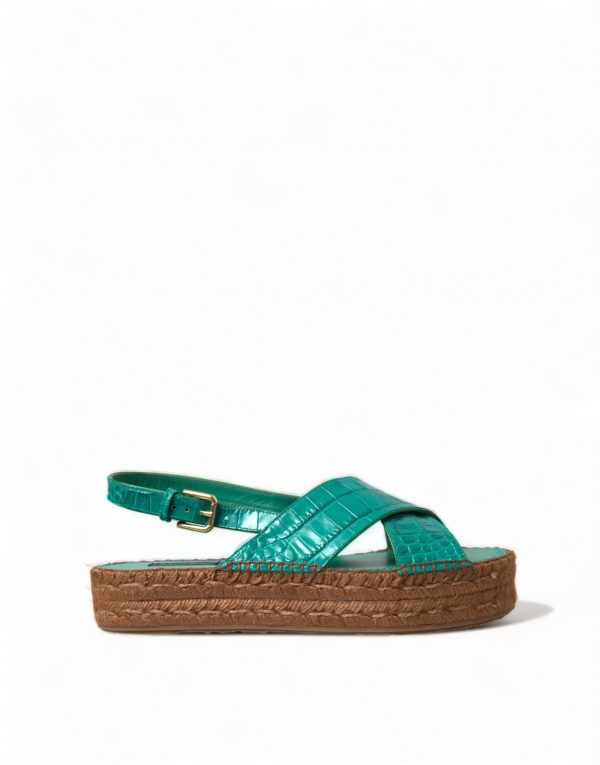 Dolce & Gabbana Elegant Green Espadrille Platform Sandalers