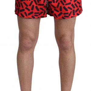 Dolce & Gabbana Radiant Red Drawstring Swim Trunks