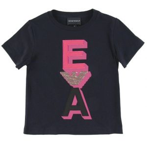 Emporio Armani T-shirt - Navy m. Pink/Guld