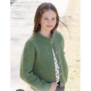 Fresh Lime Jacket by DROPS Design - Cardigan Strikkeopskrift str. 2-12 - 2 år