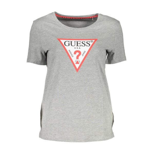 Guess Jeans Chic Gray Printed Logo Tee