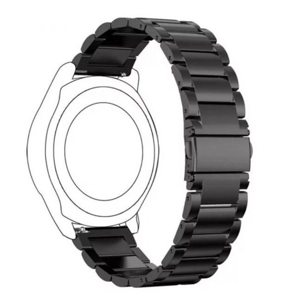 Huawei Watch Gt2e/GT2 46mm - Urrem i rustfrit stål 22mm - Passer til håndled omkreds 16-22cm - Sort