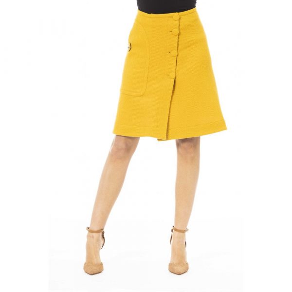 Jacob cohÃ«n Elegant Yellow Wool-Blend Skirt