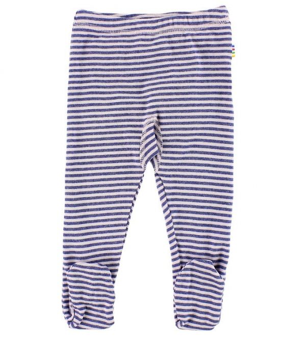 Joha Leggings m. Fod - Lyserød/Blåstribet