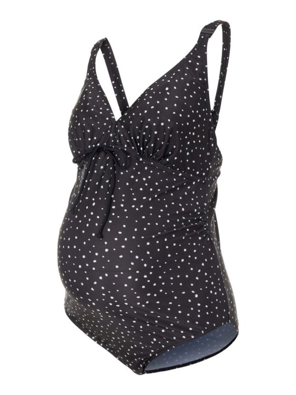 Mamalicious 2 - i - 1 vente - og amme - badedragt, sort med hvide prikker, MLRussel - Mamalicious - Swimsuit - Buump