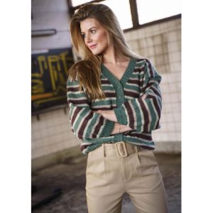 Mayflower Stribet Boxy Cardigan - Jakke Strikkeopskrift str. S-XXXL - Small