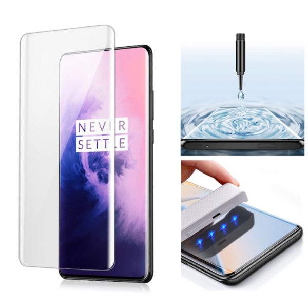 OnePlus 7 Pro - MOCOLO curved UV lys hærdet beskyttelsesglas m/komplet dækning