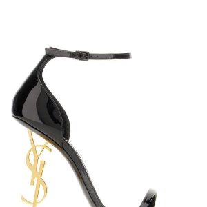 Saint Laurent Black Calf Leather Opyum Sandalers