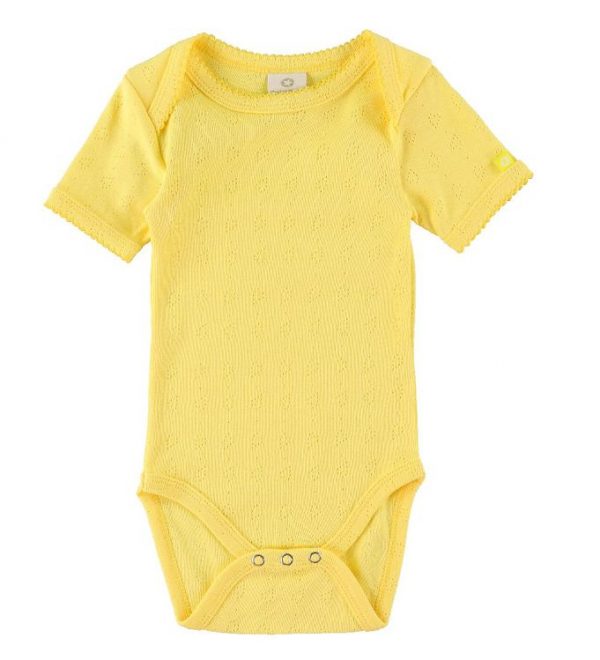 Smallstuff Body k/æ - Heart Jaquard - Soft Yellow m. Hulmønster