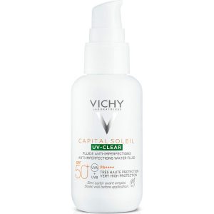 Solbeskyttelsee - lotion Vichy Capital Soleil Uv Clear Behandling mod ufuldkommenheder Spf 50 (40 ml)