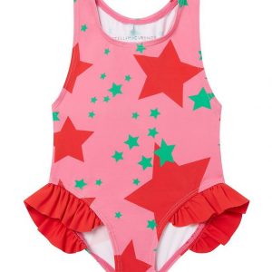 Stella McCartney Kids Badedragt - UV50+ - Pink/Rød m. Stjerner