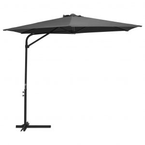 Udendørs parasol med stålstang 300 x 250 cm antracitgrå