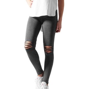 Urban Classics Ladies Cutted Knee Leggings Acid Black XS