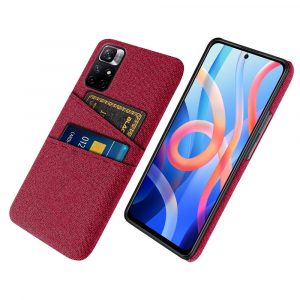 Xiaomi Redmi Note 11T 5G/Redmi Note 11S 5G - Hard cover i tesktil med kortholdere - Rød